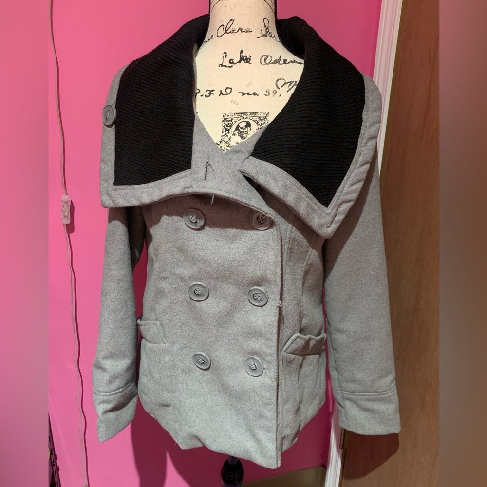 Juniors Dollhouse gray pea coat size L